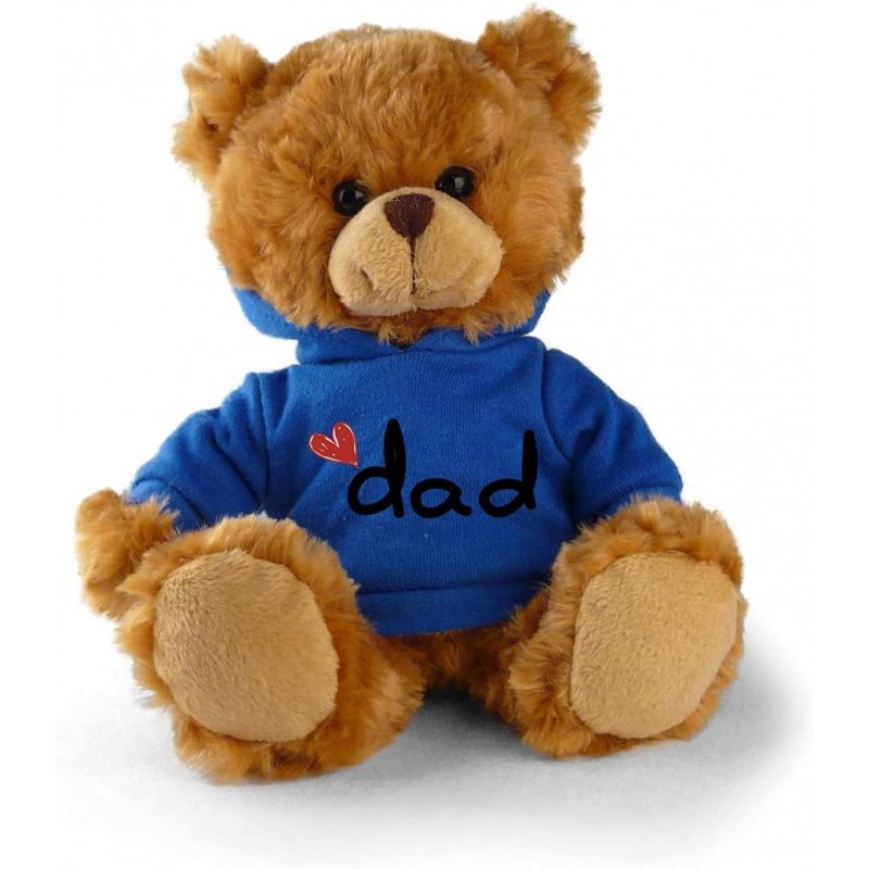 Stuffed Teddy Bear Plush Bear Toy with -I Love Dad- Hoodie for Kids & Adults Father's Day - Embroidered Pillow 11 Inches (Moc...