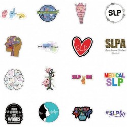 52Pcs SLP Stickers Pack Speech Language Pathologist Aesthetic Vinyl Waterproof Stickers for Water Bottle Skateboard Laptop Ph...