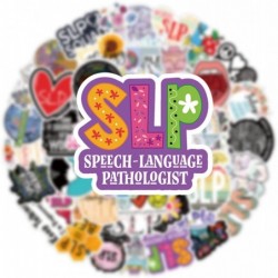 52Pcs SLP Stickers Pack Speech Language Pathologist Aesthetic Vinyl Waterproof Stickers for Water Bottle Skateboard Laptop Ph...