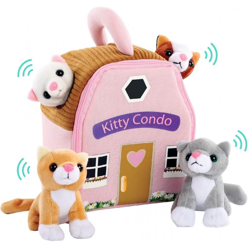 Collections Etc 5-Piece Plush Meowing Cat Condo Toy Playset with Sounds $42.99 Plush Figure Toys