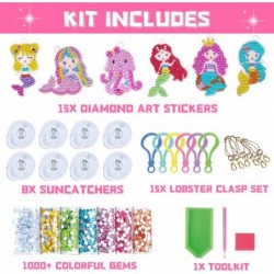 15Pcs Arts and Crafts for Kids Diamond Painting Kit Make Your Own GEM Keychains Acrylic Paint by Number Arts and Crafts DIY K...