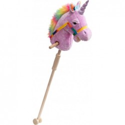 Plush Unicorn Stick Horse with Wood Wheels Real Pony Neighing and Galloping Sounds Plush Unicorn Toy Purple 37 Inches(AA Batt...