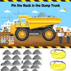 Construction Stickers Game for Kids Pin the Rock in the Dump Trunk Include Large Construction Games Poster 24 PCS Stone Stick...