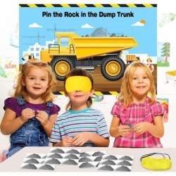 Construction Stickers Game for Kids Pin the Rock in the Dump Trunk Include Large Construction Games Poster 24 PCS Stone Stick...