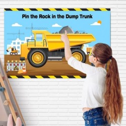 Construction Stickers Game for Kids Pin the Rock in the Dump Trunk Include Large Construction Games Poster 24 PCS Stone Stick...