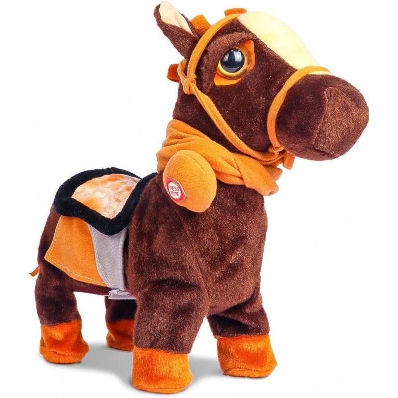 Plush Interactive Toy Animated Walking Pony Electronic Pet Horse with Leash Pony Robot Plush Stuffed Animal Toys for Boys & G...