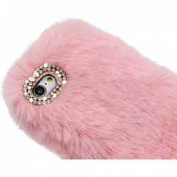 Rhinestone Fluffy Rabbit Fur Case for Samsung Galaxy S21 Plus 6.7 Inch Cute Bling Diamond Handmade Furry Winter Warm Fashion ...