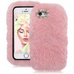 Rhinestone Fluffy Rabbit Fur Case for Samsung Galaxy S21 Plus 6.7 Inch Cute Bling Diamond Handmade Furry Winter Warm Fashion ...