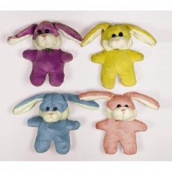 Set of 4 Pre-Filled Translucent Easter Eggs with Soft and Cuddly 4" Plush Bunnies 4 Colorful Styles: Blue Yellow Pink and Vio...