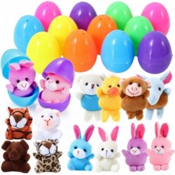 12 Pack Prefilled Easter Eggs of Mini Stuffed Animal Plush Toys Easter Baster Stuffer for Kids Easter Egg Hunt Goody Bags Fil...