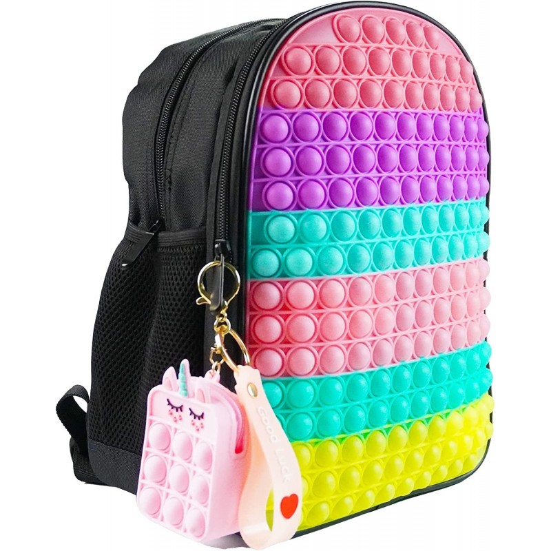 Pop it Backpack for Boys & Girls with Pop it Purse Fidget Toys School Bag for Kids Gift Macaroon Black 9.5(L) x 5(W) x 12(H) ...