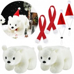 2 Pieces Christmas Stuffed Polar Bear Plush Toys Bear with Christmas Hat and Scarf Stuffed Animal Polar Bear Soft Cuddly 11 I...