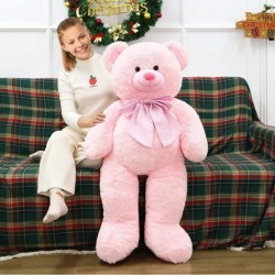 47 Inches Pink Giant Teddy Bear Big Bow Bear Stuffed Animal Plush Toy Soft Bear Plush Gifts for Kids Girlfriend or Family on ...