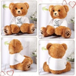 Get Well Soon Bear 16 Inch Bear Stuffed Animals with White T-Shirt Feel Well Soft Bear Plush Hospital Gifts for Boy and Girl ...