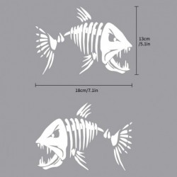 Personalized Creative Car Stickers Skeleton Fish Angry Fish Mad Fish Glass Car Stickers to Block Scratches 2PCS （White） $17.3...