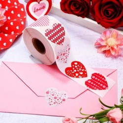 500 Pieces Valentine’s Day Heart Stickers Red Heart Happy Valentines Day Roll Stickers Sweet Love Decoration Stickers for Val...