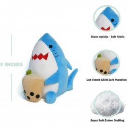 Boba Shark Plush Toy - 9 Inches Shark Plushie Stuffed Animal - Hug and Cuddle with Squishy Kawaii Cute Japanese Anime Style G...