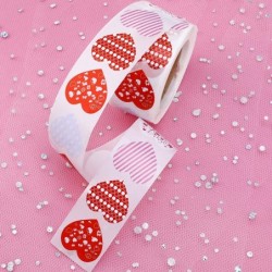 500 Pieces Valentine’s Day Heart Stickers Red Heart Happy Valentines Day Roll Stickers Sweet Love Decoration Stickers for Val...