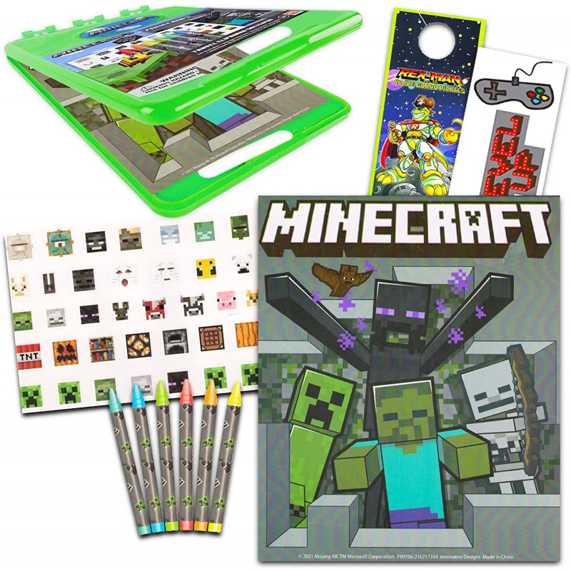 Minecraft Lap Desk Travel Art Set - Bundle with Minecraft Art Clipboard with Sketchpad Coloring Utensils and More (Art Lap De...