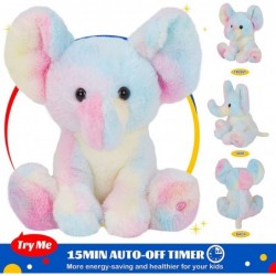 Light up Rainbow Elephant Stuffed Animal LED Glowing Soft Wildlife Animal Plush Toy with Night Lights Lullaby Ideal Birthday ...