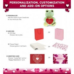 I Love You Sitting Frog Plush – Cute Stuffed Animal with Sweet Heart Message and Name Personalization for Valentines Annivers...