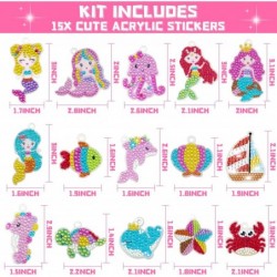 15Pcs Arts and Crafts for Kids Diamond Painting Kit Make Your Own GEM Keychains Acrylic Paint by Number Arts and Crafts DIY K...