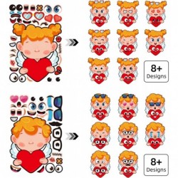 24 Sheets Valentine's Day Make Your Own Stickers Decorative Angel with Heart for Kids Boys Girls Sticker Mix and Match Emoji ...