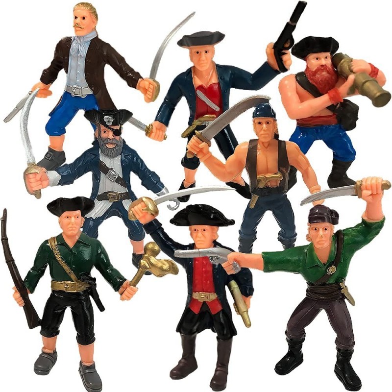 Pirate Action Figure Playset Set of 8 Legendary Plastic Figures in Assorted Poses Cool Pirate Toy Set for Kids Great Birthday...