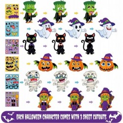 24 Pieces Halloween Craft Kits Pumpkin Witch Halloween Crafts for Kids Self Adhesive Halloween Stickers for Kid's Halloween P...