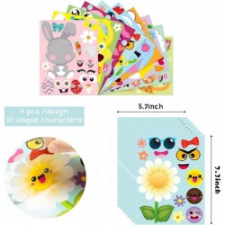 40Pcs Easter Stickers DIY Make a Face Sticker Include Easter Eggs Bunnies Chicks Lamb Flower Easter Decorations Party Favors ...