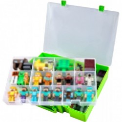 Toys Organizer Case Compatible with Minecraft Figures in 3.25-in Scale Mini Figure Double-Layer Storage Holder Fits for Minec...