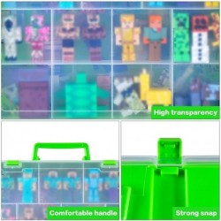 Toys Organizer Case Compatible with Minecraft Figures in 3.25-in Scale Mini Figure Double-Layer Storage Holder Fits for Minec...