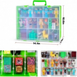 Toys Organizer Case Compatible with Minecraft Figures in 3.25-in Scale Mini Figure Double-Layer Storage Holder Fits for Minec...