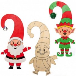 AX487 Christmas Characters Door Hangers - Pack of 5 Wooden Festive Crafts for Kids to Color in Decorate and Display $15.13 Cr...