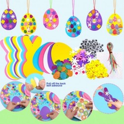 650Pcs Easter Foam Ornaments Stickers Craft DIY Kit with Colorful Foam Self Adhesive Stickers Wiggle Googly Eyes Satin Cords ...