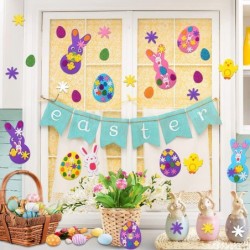 650Pcs Easter Foam Ornaments Stickers Craft DIY Kit with Colorful Foam Self Adhesive Stickers Wiggle Googly Eyes Satin Cords ...