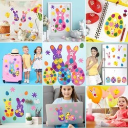 650Pcs Easter Foam Ornaments Stickers Craft DIY Kit with Colorful Foam Self Adhesive Stickers Wiggle Googly Eyes Satin Cords ...