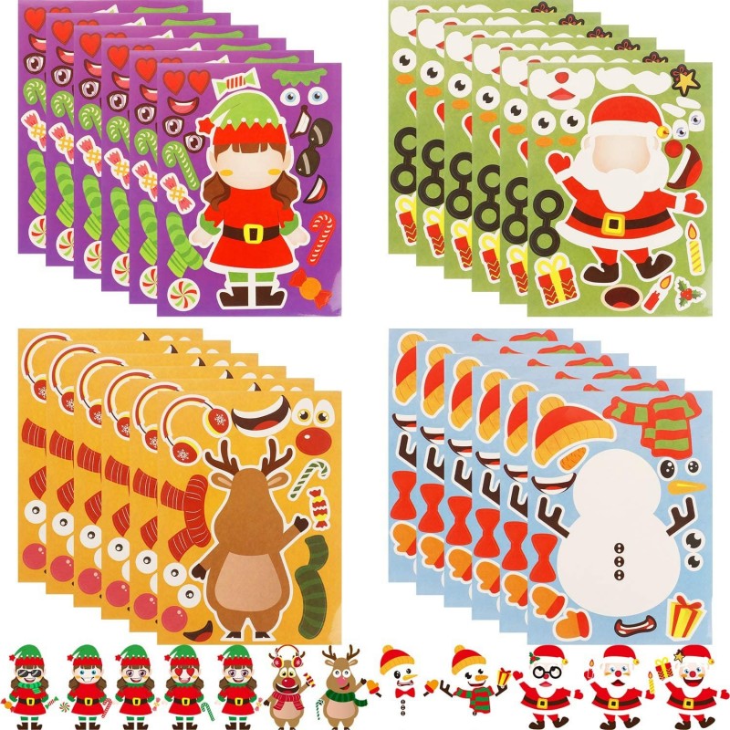 24 Pack Christmas Self Adhesive Gift Tag Stickers Santa Snowman Christmas Festival Birthday Holiday Decorative Christmas Part...