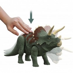 Jurassic World Dominion Roar Strikers Triceratops Dinosaur Action Figure with Roaring Sound and Attack Action Toy Gift Physic...