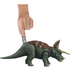 Jurassic World Dominion Roar Strikers Triceratops Dinosaur Action Figure with Roaring Sound and Attack Action Toy Gift Physic...