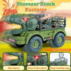 Dinosaur Truck Toys for Kids 3-5 Dinosaur Truck Carrier for Boys Dinosaurs Transport Car with Light and Roaring 22 in 1 Dinos...