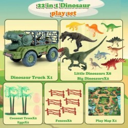 Dinosaur Truck Toys for Kids 3-5 Dinosaur Truck Carrier for Boys Dinosaurs Transport Car with Light and Roaring 22 in 1 Dinos...