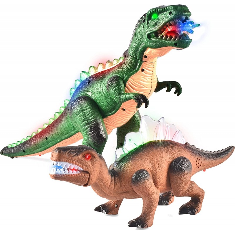 2Pcs LED Light Up Dinosaur Toys Walking Realistic T-Rex Dinosaur Figures with Roaring Sound Electronic Dino Toys for Kids $33...