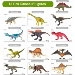 13 Pack Dinosaur Toy Figures with Educational Dinosaur Book Large Plastic Dinosaur Toys Set Gifts for Toddlers Kids Boys and ...