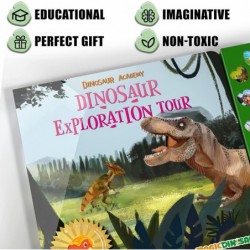 Dinosaur Toys for Kids 3-5 Dinosaur Sound Book with 12 Pieces Dinosaur Figures Interactive Dinosaur Toys for Boys Toddlers Di...