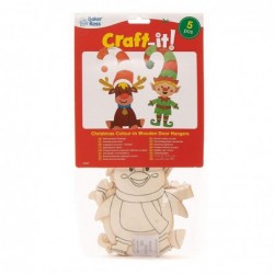 AX487 Christmas Characters Door Hangers - Pack of 5 Wooden Festive Crafts for Kids to Color in Decorate and Display $15.13 Cr...