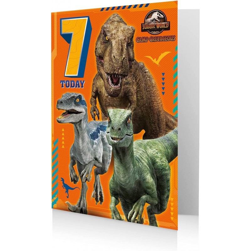 Jurassic World Age 7 Birthday Card Camp Cretaceous $25.97 Kids' Play Dinosaur & Prehistoric Creature Figures