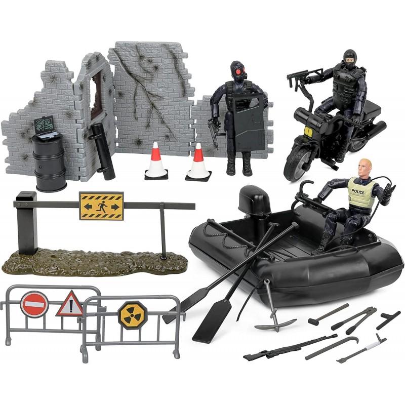 Click N’ Play Army Action Figures and Military Police Elite SWAT Patrol Team Play Set 32-Piece Play Set & Accessories 3 SWAT ...