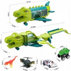 2 in 1 Dinosaur Airplane Toys with Activity Play Mate for 3 to 6 Years Old Mini Race Cars and Dino Carrier Truck with Transpo...