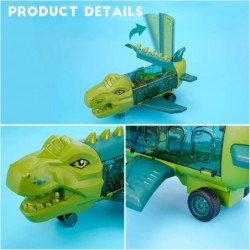 2 in 1 Dinosaur Airplane Toys with Activity Play Mate for 3 to 6 Years Old Mini Race Cars and Dino Carrier Truck with Transpo...